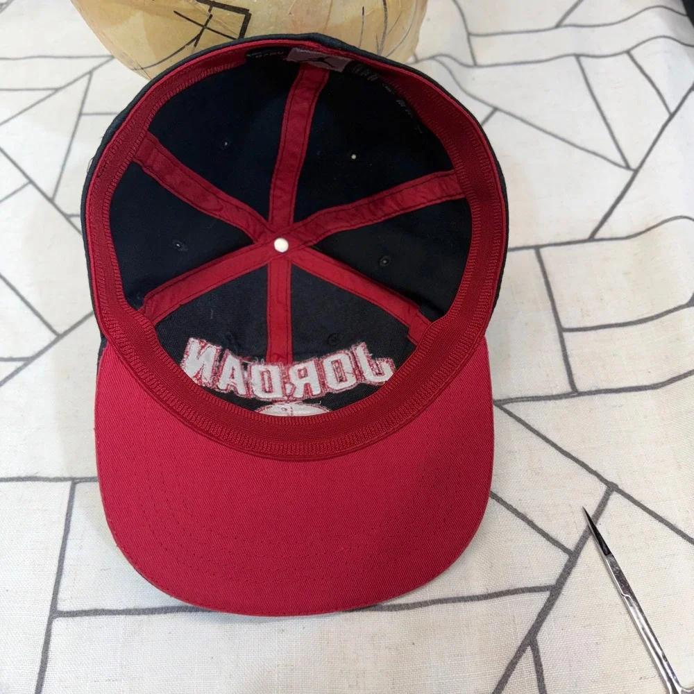 Jordan Brand Fitted Hat Youth 8/20 Black Red Jumpman Embroidered Cap